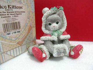 Calico Kittens Wrapped In The Warmth Of Friendship Christmas Kitty Cat Figurine