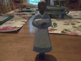 Wooden Carved African American Woman With Baby