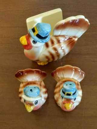 Turkey Salt And Pepper Shakers With Napkin Holder Originals By Erika