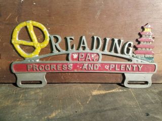 Vintage Reading Pa License Plate Topper Sign