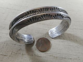 Old Navajo Coin Silver Double Triangle Bracelet