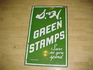 1956 Porcelain - S & H Green Stamps Sign - 20 " X 36 " - Alfa Display Nyc