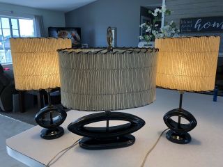 Set Of 3 Mid Century Modern Table Lamps