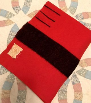 Vintage Hudson Bay 4 Point Wool Blanket Red & Black Striped England