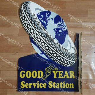 Goodyear Service 2 Sided Porcelain Sign 24 X 36 Inches With Flange