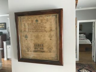 Large 19th Century Country House & Verse Sampler - 1847