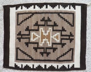 Vintage Small,  Navajo Blanket,  25 " X 32 ",  Two Grey Hills