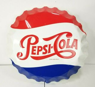 Vintage Embossed Pepsi Cola Soda Bottle Cap Sign Stout 28 "