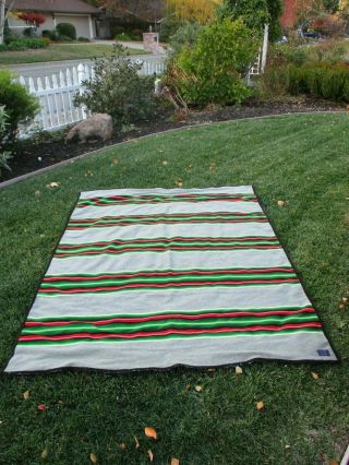 Vintage Pendleton Wool Blanket Beaver State Gray W/red Green Stripes 58x76 Inch