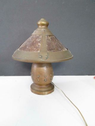 Vintage Arts & Crafts Hammered Copper & Mica Lamp