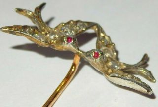 victorian diamond and ruby set double swallow stickpin circa 1880 2