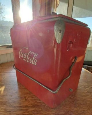 Vintage 1950s Coca Cola Coke Cooler Metal Ice Chest Cooler Tray Insert Embossed 2