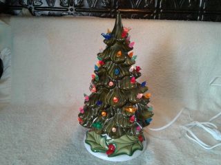 Vintage Holland Mold 12 " Ceramic Lighted Christmas Tree