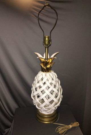 Mid Century Modern Woven Pineapple Ceramic Table Lamp Fab