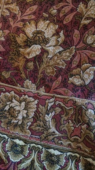 Pr Antique French Long Tapestry Chateau Curtains Late 1800s Poppy