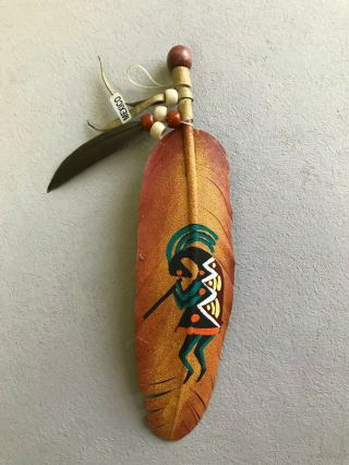 Hand Painted Feather,  Arts & Crafts,  Southwest Art,  Santa Fe Style,  Kokopelly