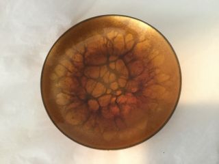 Vintage Mid - Century 1960’s Win Ng Enamel On Copper 4 1/4” Dish