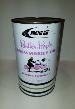 Rare Nos Full 1960s Arctic Cat Panther Snowmobile Imperial Quart Motor Oil Can