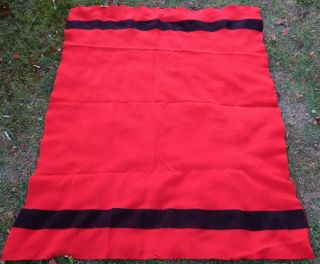Vintage Red Wool Blanket W/ Black Stripes 78 " X 64 ",  Camp - Faribo,  Polar Star