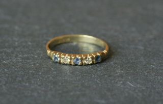 Vintage 18ct Yellow Gold Diamond And Sapphire Five Stone Half Eternity Ring 18k