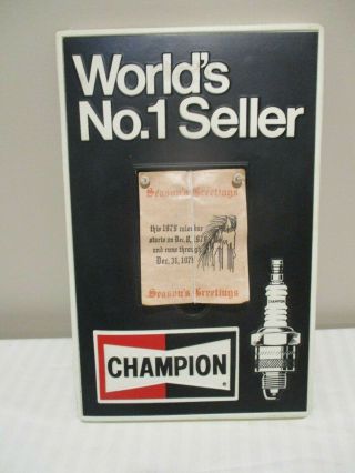1979 Rare Vintage Champion Spark Plug Dealer 3 - D Sign Calendar Hard To Find