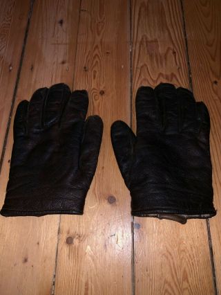 Ww2 German Luftwaffe Pilot Flight Leather Gloves Fliegerhandschuhe Stocko Sz 8,  5