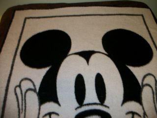 BIEDERLACK MICKEY MOUSE THROW BLANKET - VTG 80 ' S - 75X53 - COTTON BLEND - RED TONGUE 3