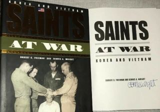 Signed Saints At War Book Korea And Vietnam Dennis Wright Lds 1st Ed Hc Dj Utah