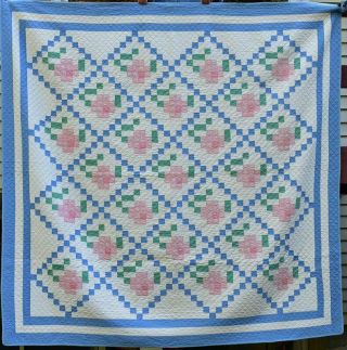 Antique " Mosaic Rose " Quilt,  An Anne Orr Design,  Well Quilted 18623