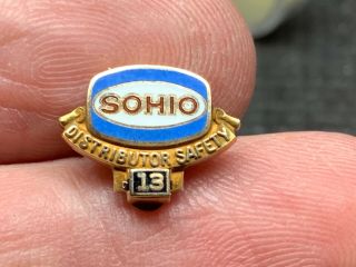 Sohio Petroleum 10k Gold Stunning 13 Years Distributor Safetyservice Award Pin.