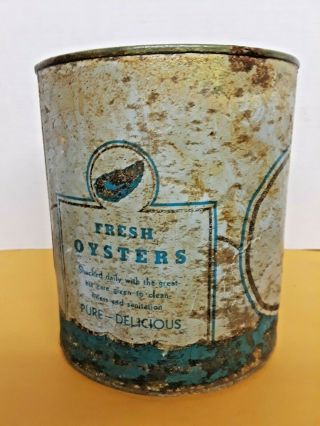 Vintage Freshly Shucked Delicious Oyster 1 Gallon Tin Can Powley Wingate MD 3