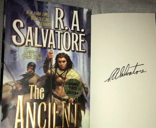 Signed R.  A.  Salvatore Book The Ancient 1st Edition Hardcover Hc Dj