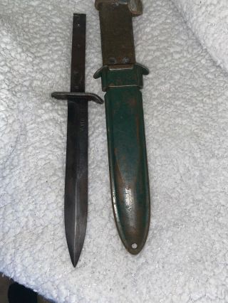 Vintage Ww2 Us M3 Military Knife And Sheath Utica Blade Marked