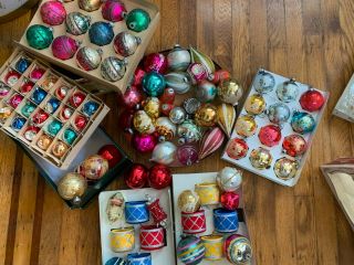 106 Vintage Christmas Tree Balls Ornaments Shiny Brite Poland Indent Holiday