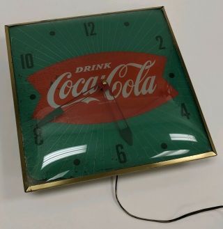 Vtg Drink Coca Cola Coke Fishtail Light Up Wall Mount Pam Clock