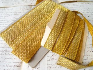 2 Cards 19th Century Gold Metallic French Passementerie