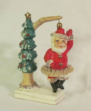Vintage Ceramic Japan Ucagco Spinning Christmas Tree Santa