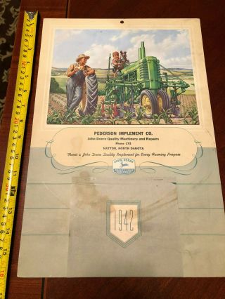 1942 John Deere Tractor Calendar Pederson Implement Co.  Hatton,  North Dakota