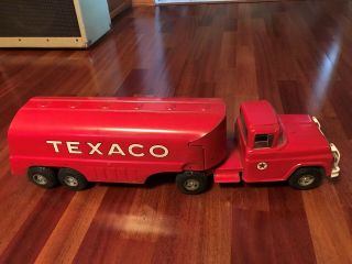 Vintage Buddy L Texaco Gas Oil Tanker Truck & Trailer Pressed Steel Toy Usa