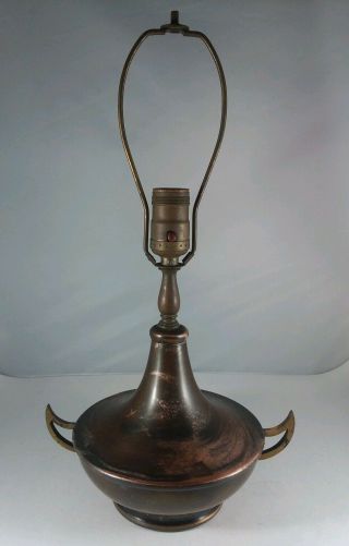 Vtg Copper Table Lamp Arts Crafts Mission Colonial Brass Craftsmen Aladdin Read