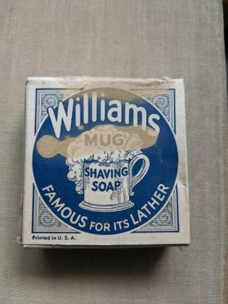 Vintage Williams Mug Shaving Soap Box Glastonbury,  Ct Usa