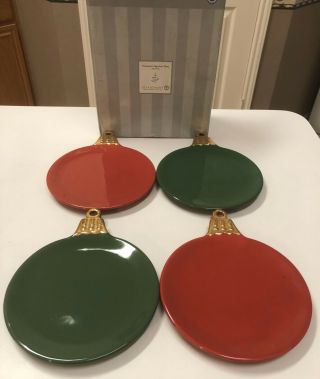 Dept 56 Ornament Appetizer Plates Set Of 4 - 2 Red & 2 Green Plates