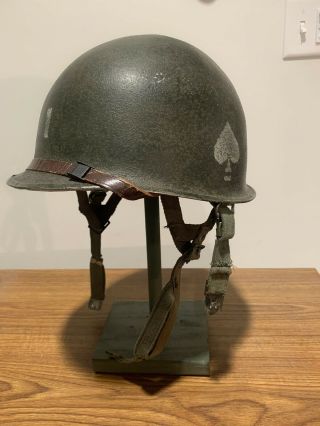 Wwii/korean War Era Officers 101st Airborne 506th Pir M1c Helmet Fs Sb