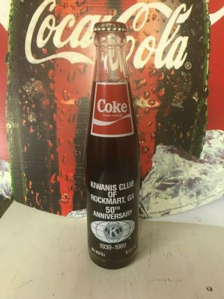 Coca Cola Bottle 10oz Tall Kiwanis Club Error Bottle Rare,