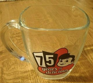 Big Boy 75 Years Of Delicious - Face Logo Clear Glass Mug Square Coffee Cup