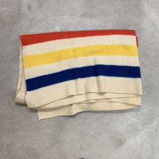 Vintage Wool Striped Blanket Orrlaskan Size 75 In.  X 56 In.