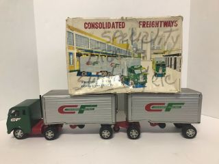 Consolidated Freight Transport Semi With Twin Trailers,  Vintage 60 