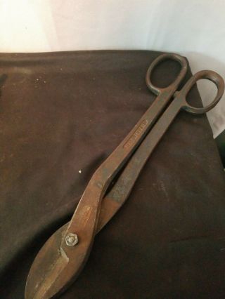 Vintage Antique 16.  5 " Wiss Inlaid Scissors Sheet Metal Shears Tin Snips