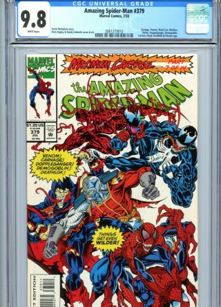 Spider - Man 379 Cgc 9.  8 White Pages Venom Carnage Marvel Comics 1993