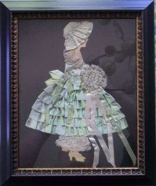 Picture Vintage Victorian Ribbon Art Paper Doll Lace Silk Ribbon Embroidery